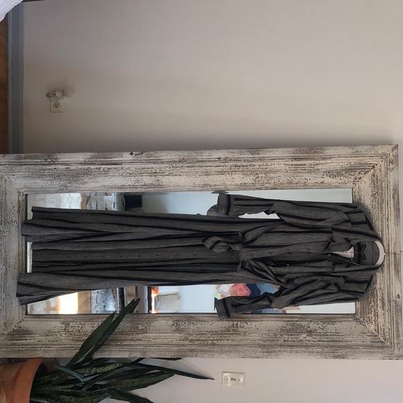 Y / PROJECT Linen Stripe Tie-front Maxi shirt dress M - Picture 6 of 6